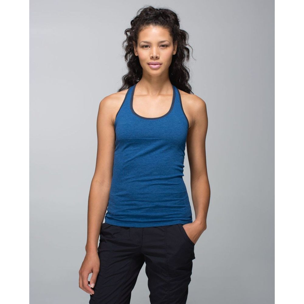Lululemon Ebb & Flow Racerback Tank in Heathered Rugged Blue / Heathered Inkwell
